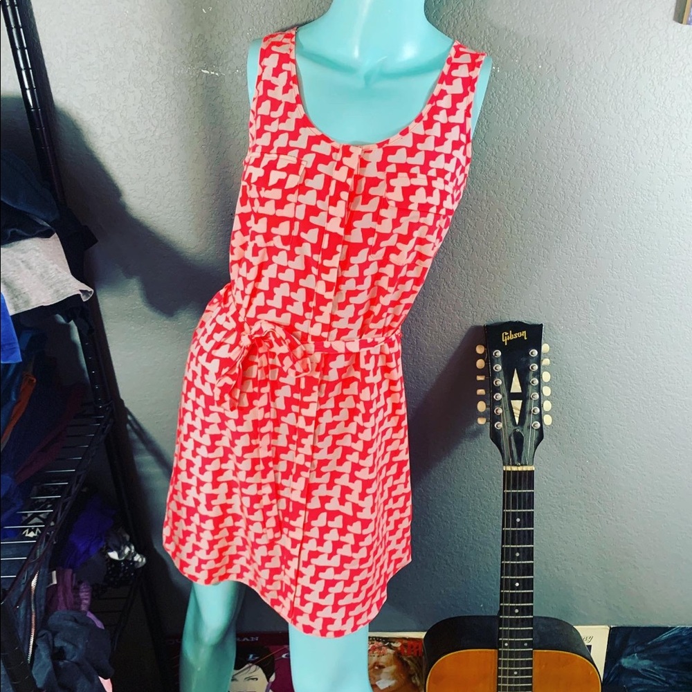 💗 NWT GAP Neon Pink White Design GEOMETRIC RETRO STYLE Button shirt dress